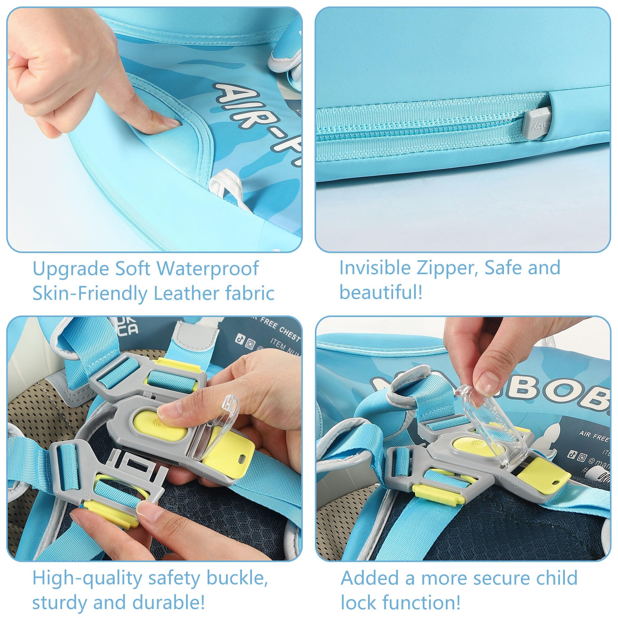 HECCEI Mambobaby float features adjustable back buckle for a secure, comfy fit.