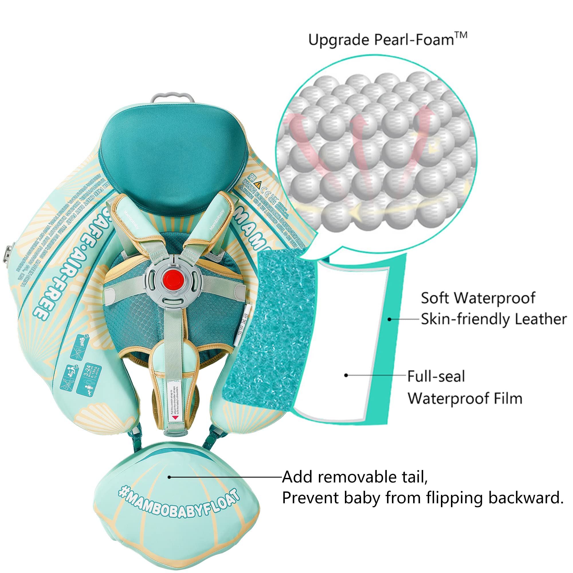 HECCEI Mambobaby float canopy shields baby from sun while enjoying the pool.