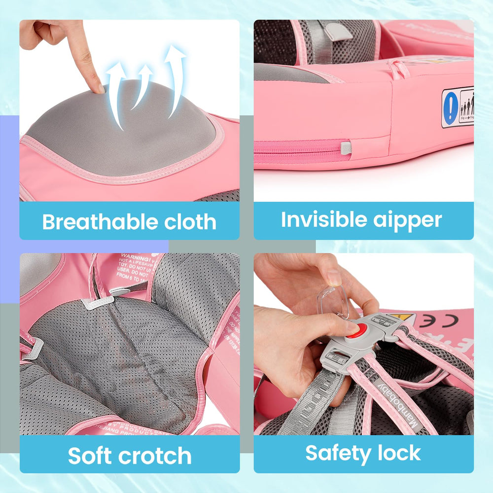 HECCEI Mambobaby float features a five-point safety buckle for stable positioning.