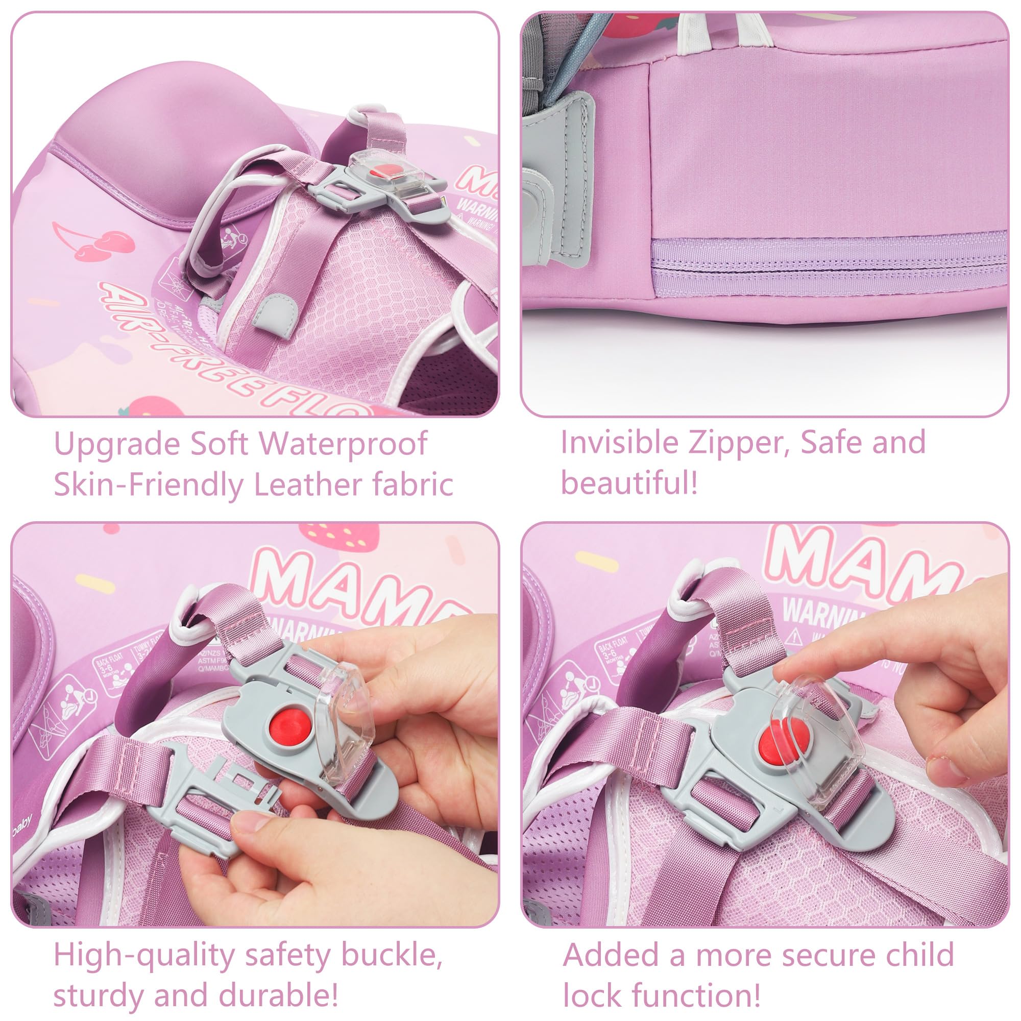 HECCEI Mambobaby Float safety buckle secures with five points for balanced buoyancy