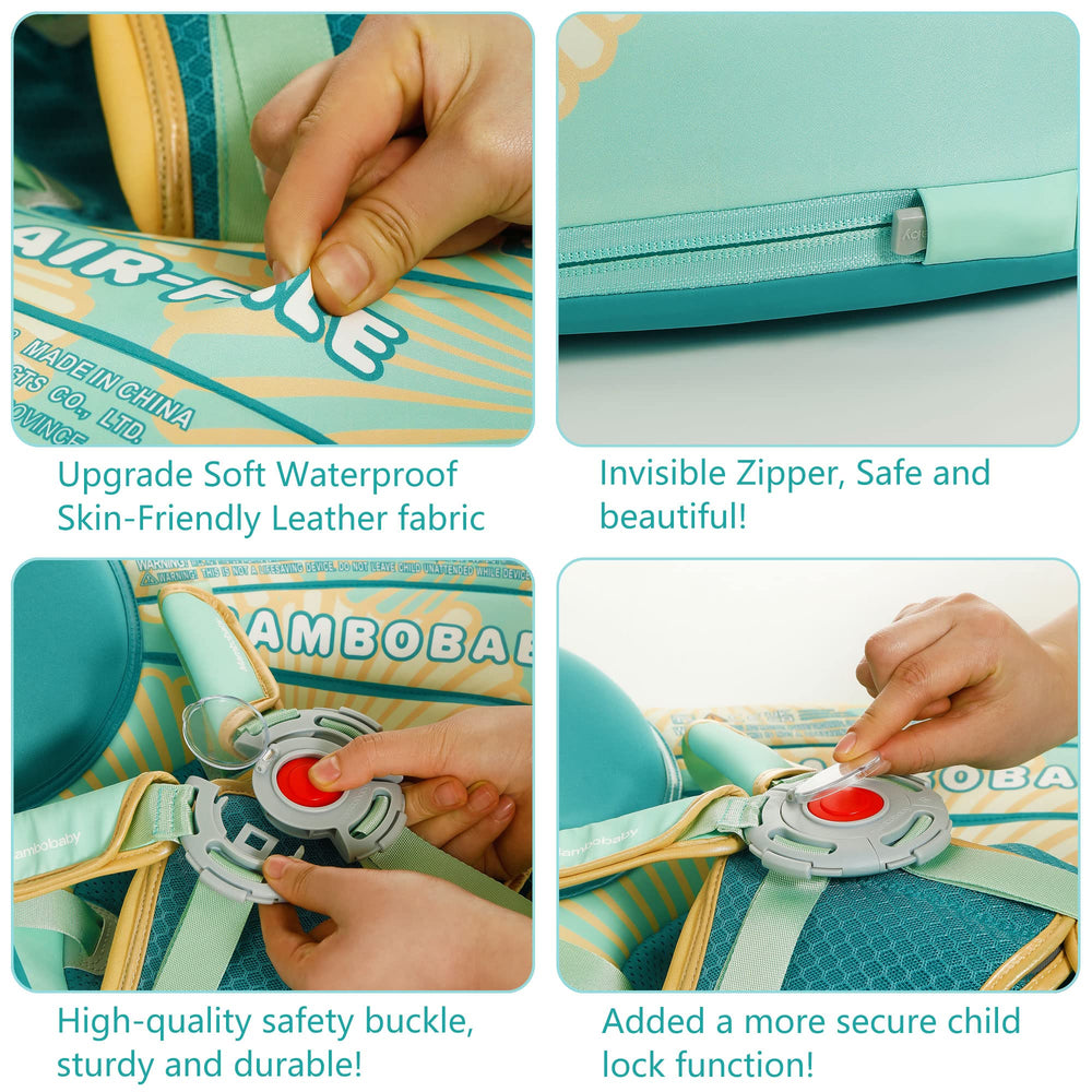 HECCEI safety buckle provides secure balance for infant water exploration.