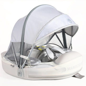 HECCEI Mambobaby float with removable tail stabilizes baby during water play.