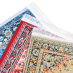 Heclia 1:12 mini rug set, eco-friendly fabric for durable dollhouse decor.