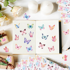 Hedeey watercolor butterfly design B on a laptop for colorful flair