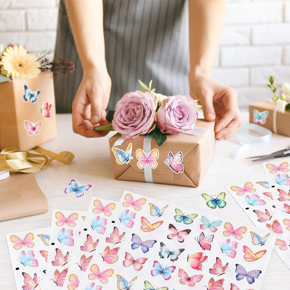 Hedeey watercolor butterfly design E on greeting card for whimsy
