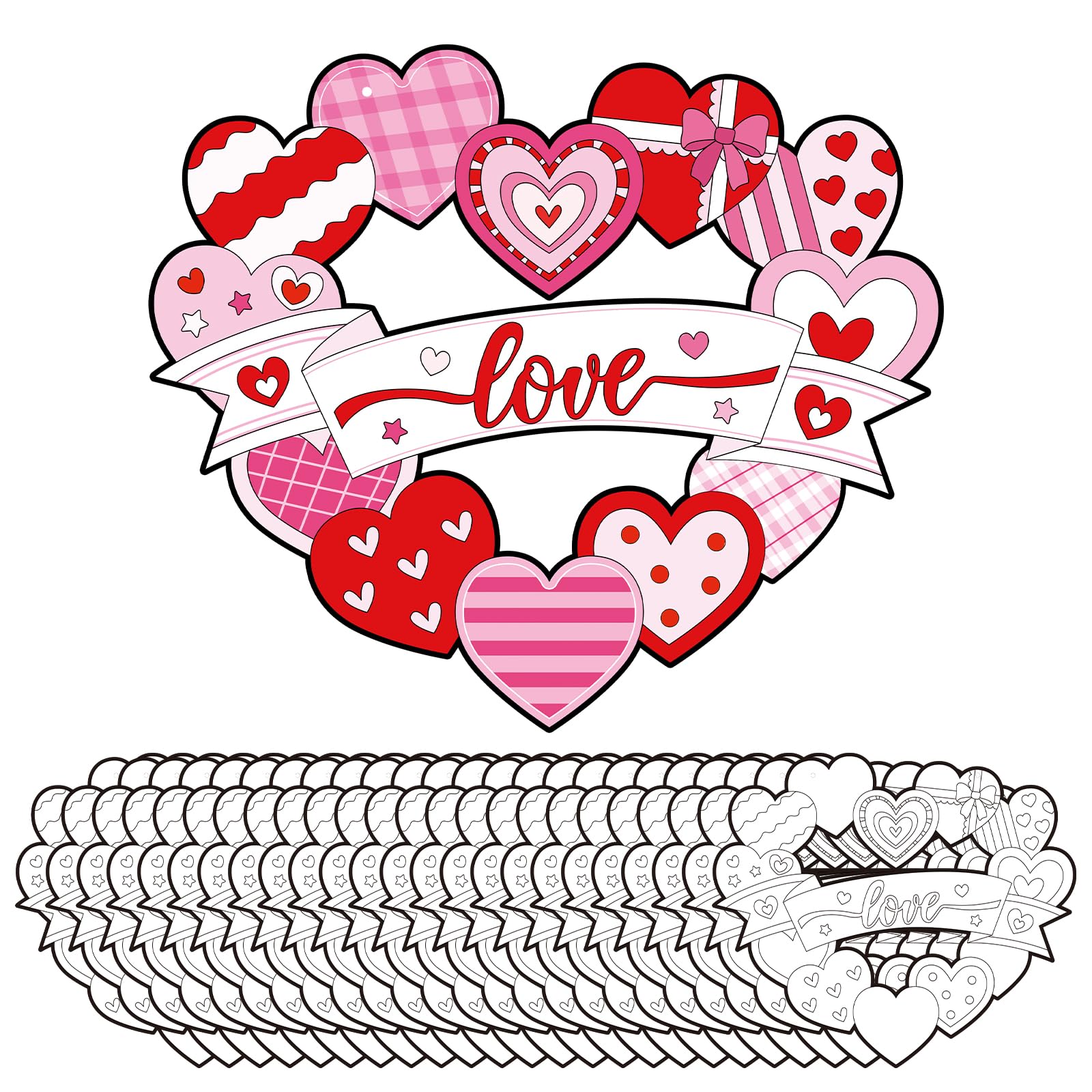 Hedeey heart coloring cards ready for a fun Valentine activity and classroom decor.