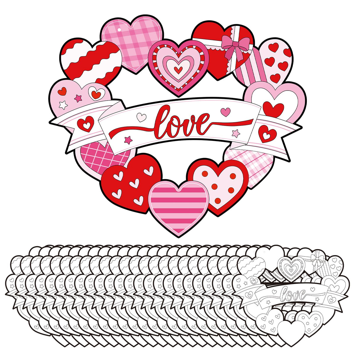 Hedeey heart coloring cards ready for a fun Valentine activity and classroom decor.