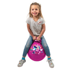 Hedstrom hopper ball with textured grip handle provides secure hopping control.