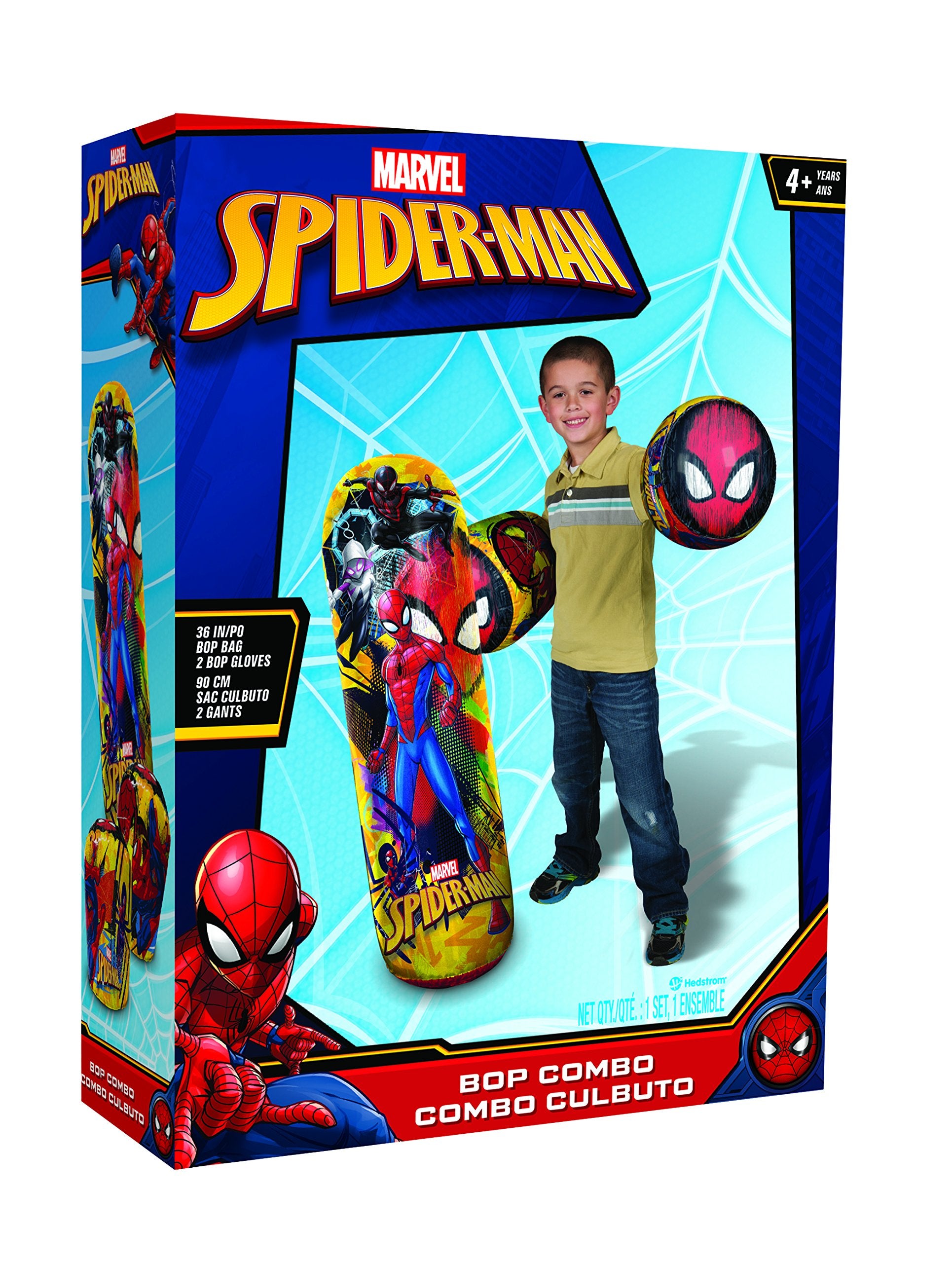 Hedstrom Spider-Man bop bag stands 36 inches tall for growing kids.