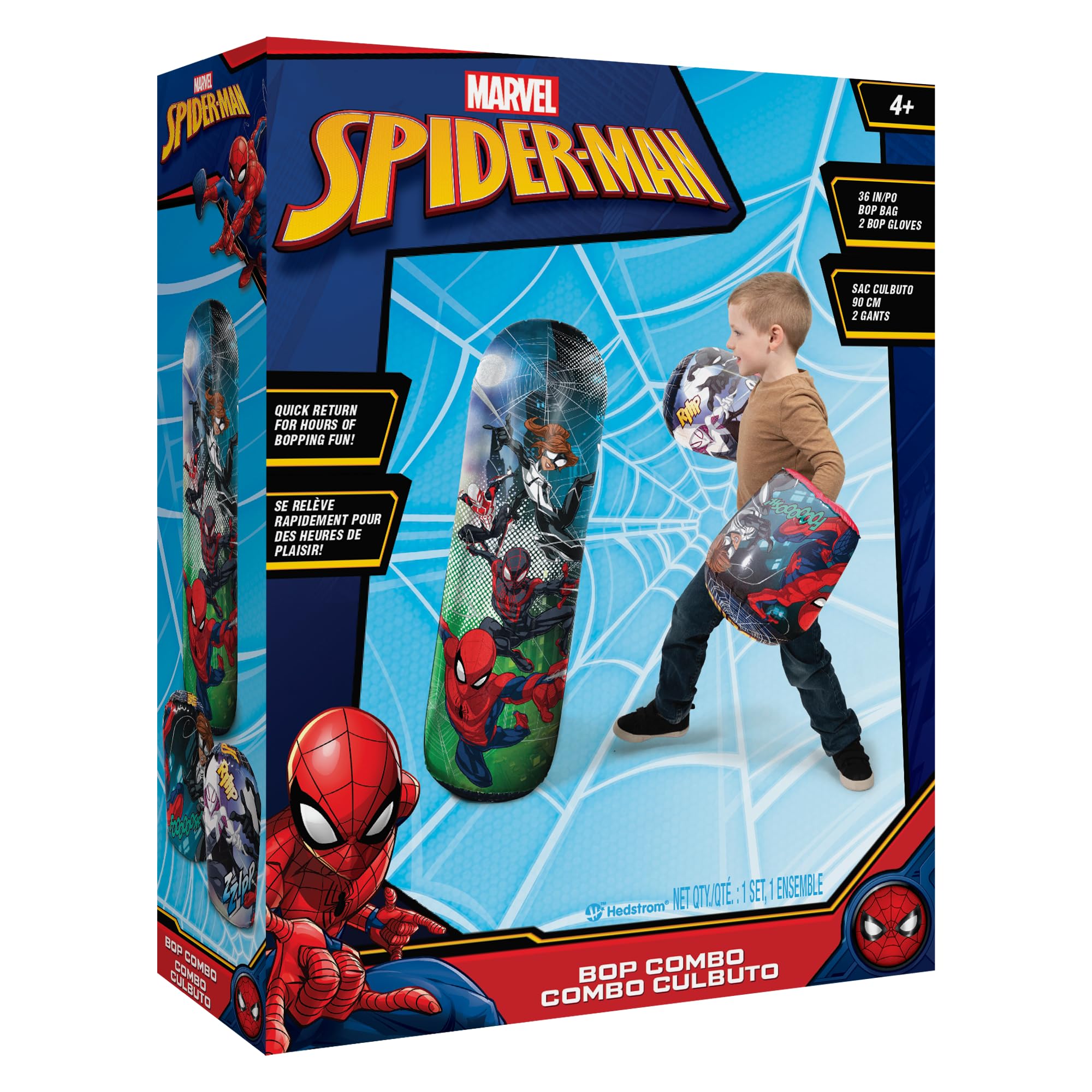 Hedstrom Spiderman Bop Bag gloves 10-inch support punch practice and coordination.
