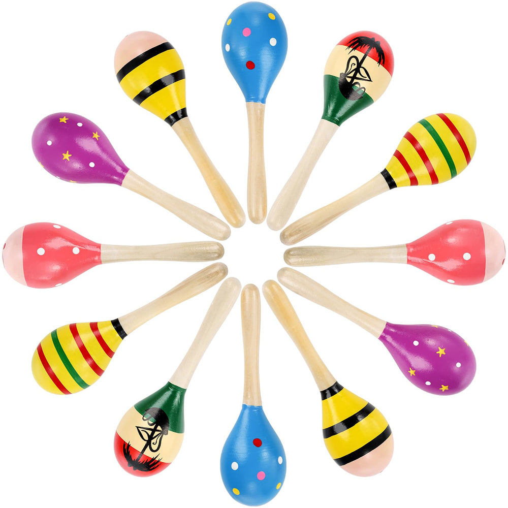 Hedume 12-pack wooden maracas 8-inch ready for festival fun and easy carry.