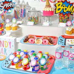 Hegbolke arcade party table plates boost atmosphere and simplify serving at events.