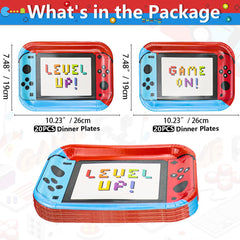 Hegbolke level-up dessert plates featuring controller motif for dessert time at gaming parties.