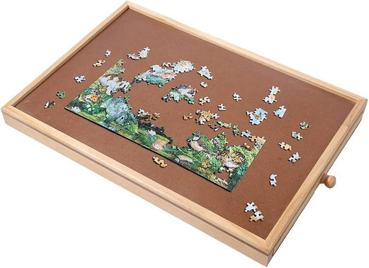 hehimhis puzzle board front view highlights compact size for solo puzzling.