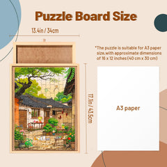 hehimhis puzzle board side drawer storage enables quick piecekeeping.
