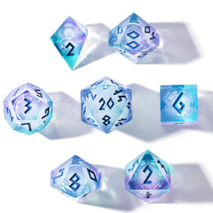HEIMDALLR Aurora seven-dice collection laid out for readable gameplay