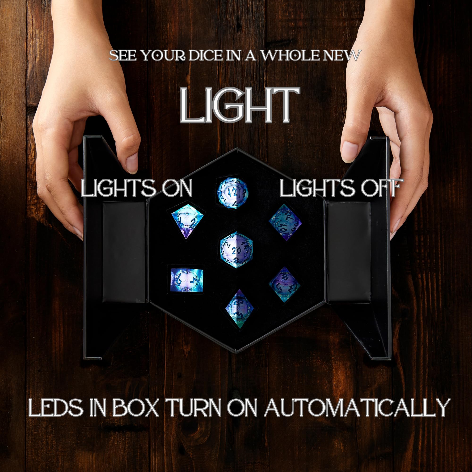 HEIMDALLR Aurora LED display case glows when opened for premium presentation