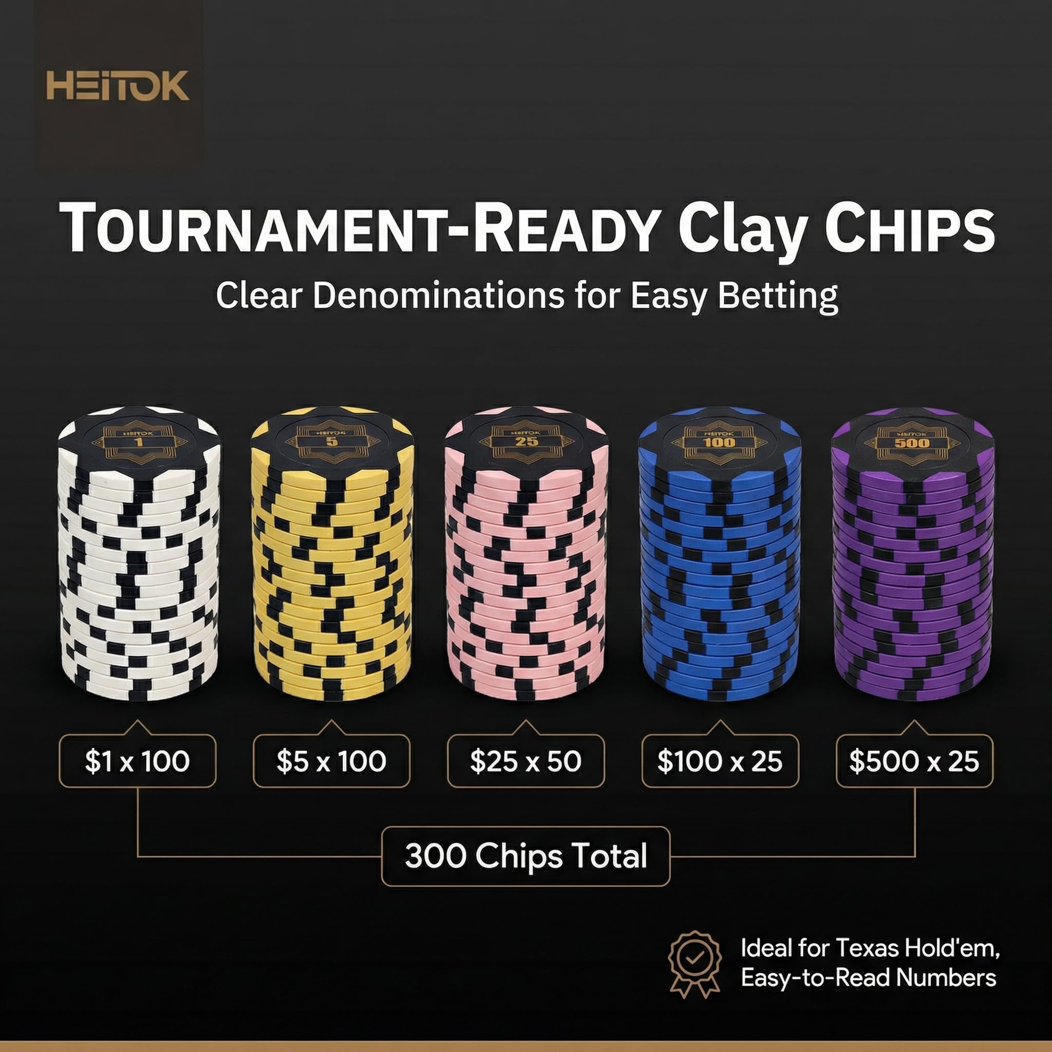 HEITOK Texas Holdem kit aluminum case for secure transport