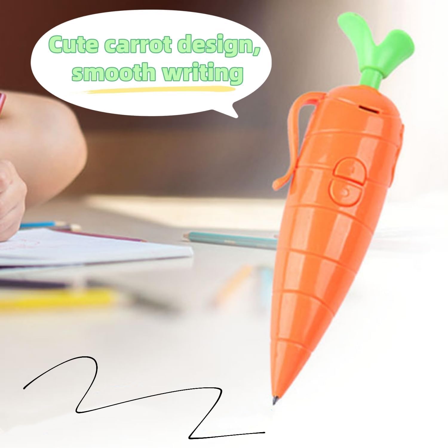 Compact playback button on the Hekisace carrot recorder pen for quick voice moments.