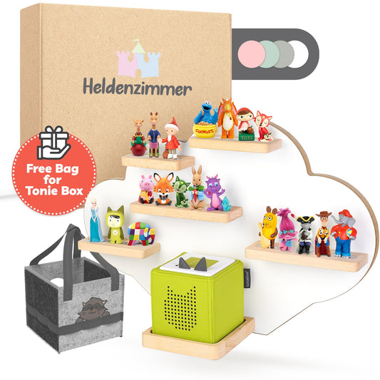Heldenzimmer Cloud Tonie Shelf with magnet hold secures Tonie figures.