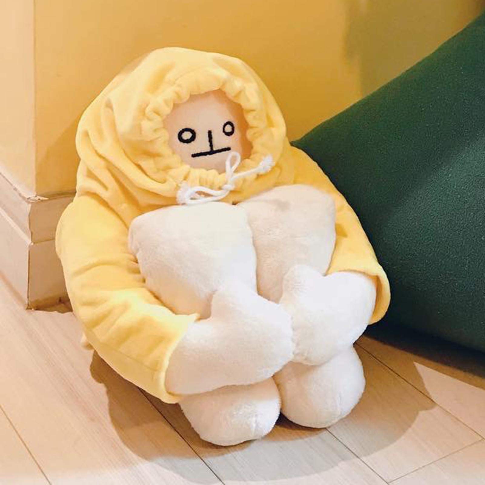 Helegesong plush banana man doll front view with soft cotton texture for cozy display
