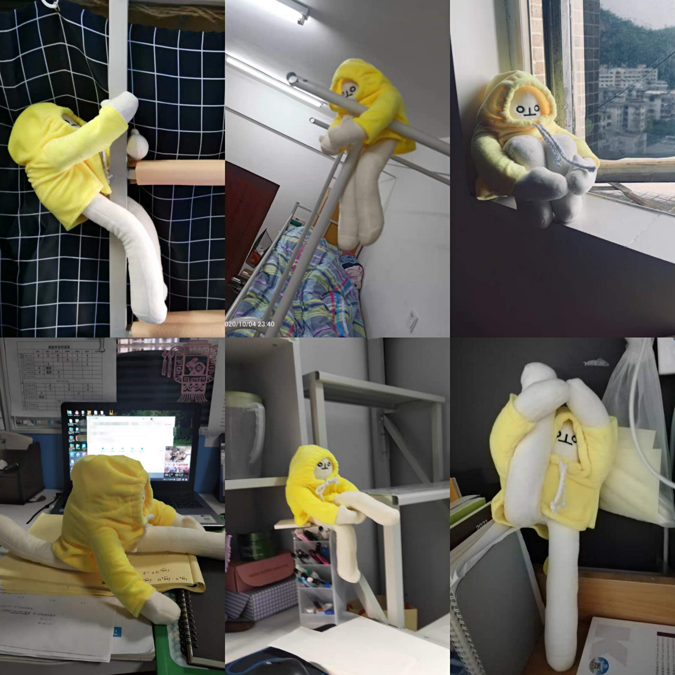 Helegesong banana man doll in a playful pose for photos and storytelling
