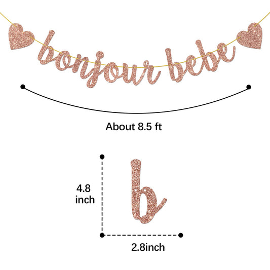 Helewilk rose gold glitter banner close-up shows sparkly letters for party decor.
