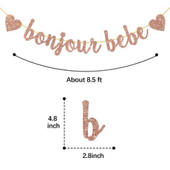 Helewilk rose gold glitter banner close-up shows sparkly letters for party decor.