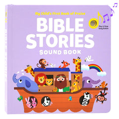 Hello 2 Kids Bible Stories sound book cover with toddler-friendly illustrations.