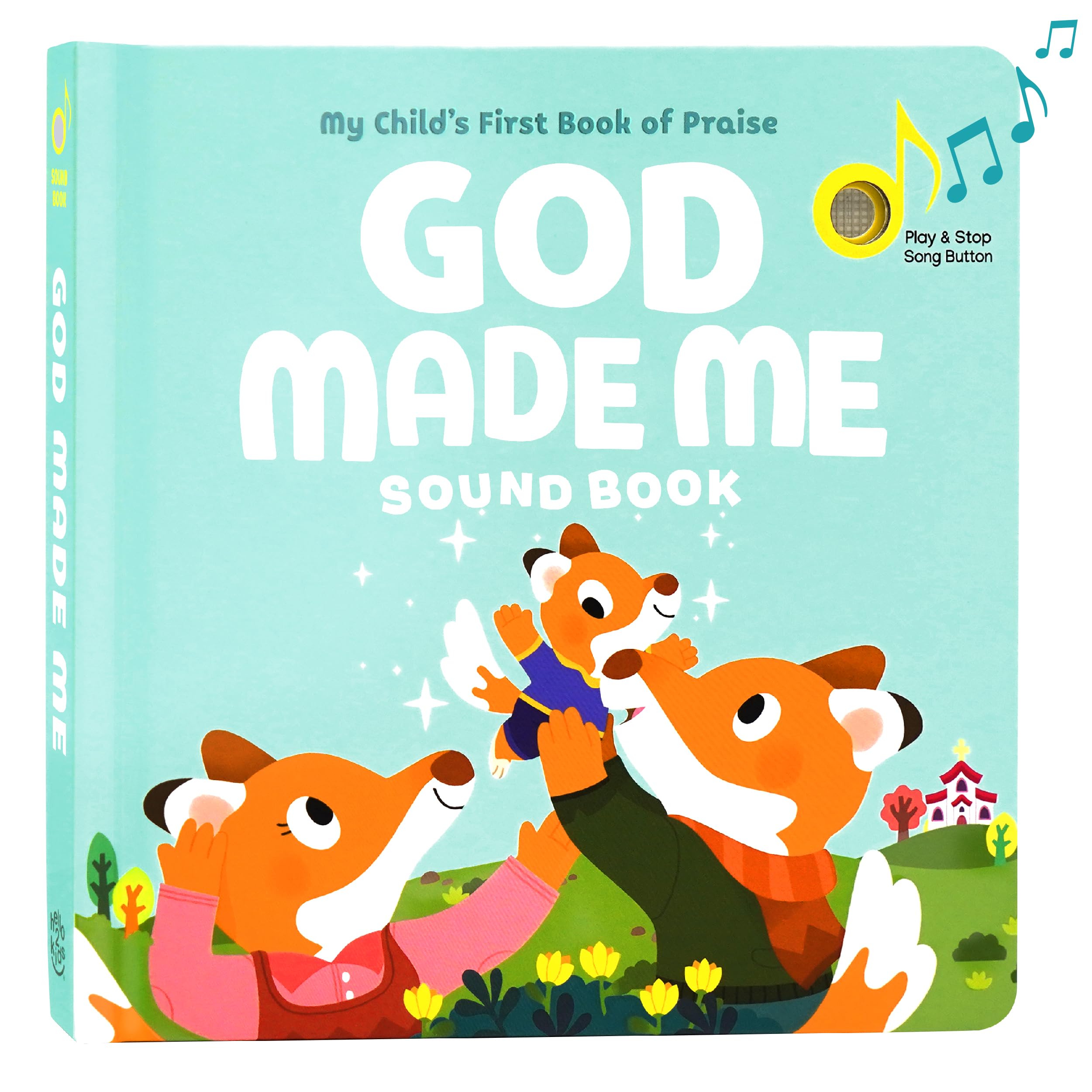 Hello 2 Kids God Made Me Christian Sound Book cover with toddler-friendly artwork.