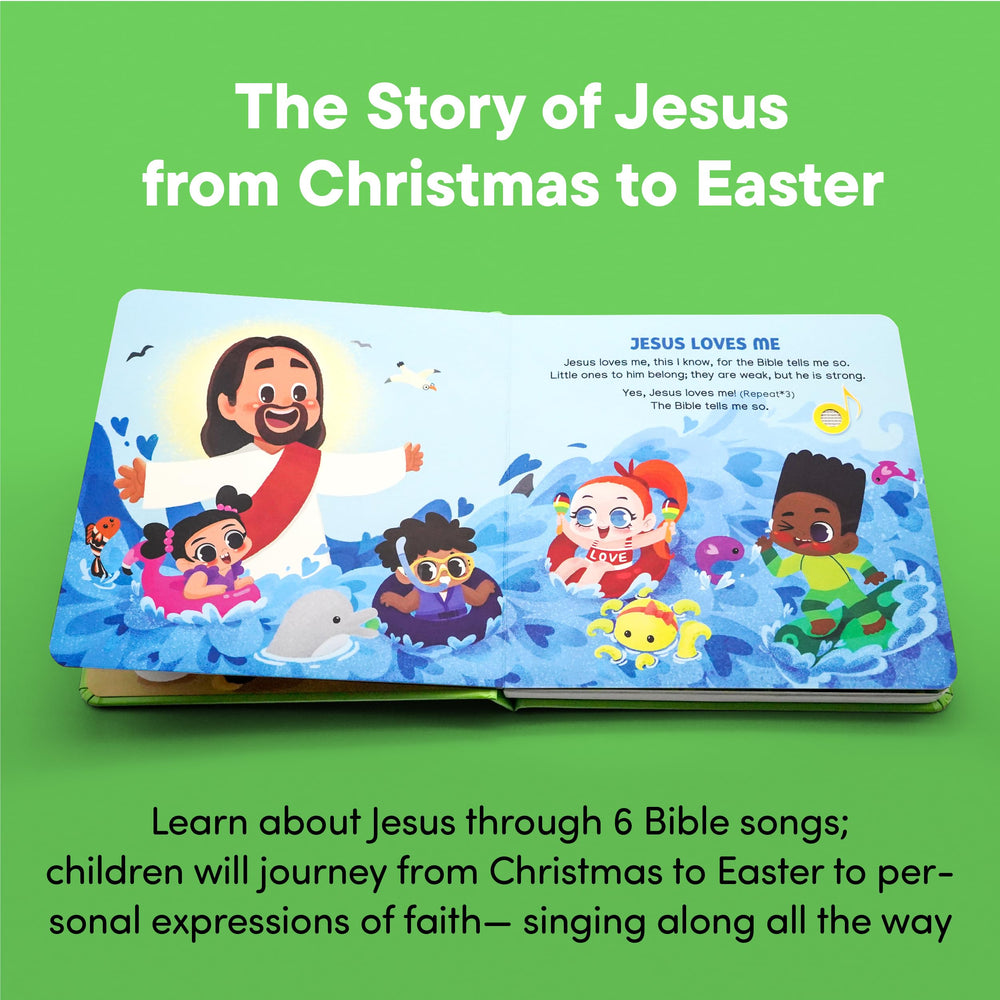 Hello 2 Kids Jesus Loves Me page with play button for musical learning