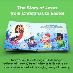 Hello 2 Kids Jesus Loves Me page with play button for musical learning