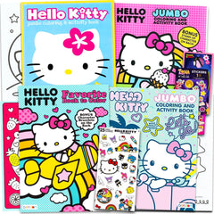 Hello Kitty activity book spread highlighting interactive pages