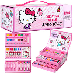 Hello Kitty art set carry case open with organized trays for easy art on the go