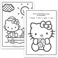 Hello Kitty coloring book set back with bracelets, ideal for party favors and creative play.