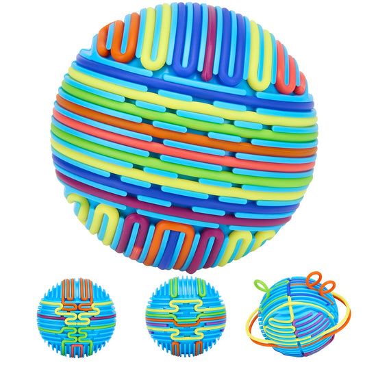 HELLO PAPAYA 3D sphere with strings promotes tactile play.