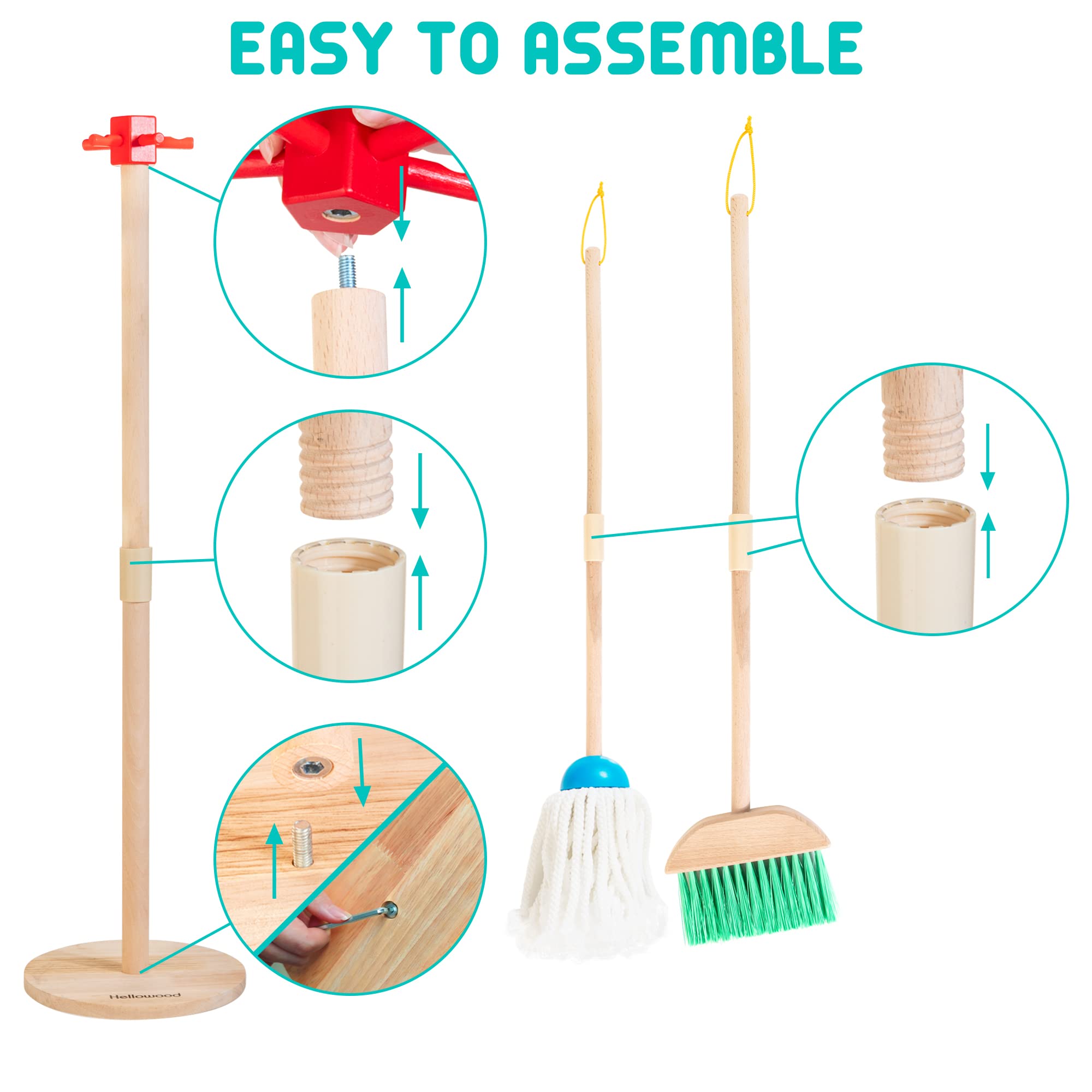 HELLOWOOD organizing stand; sturdy wooden rack keeps toys neatly stored