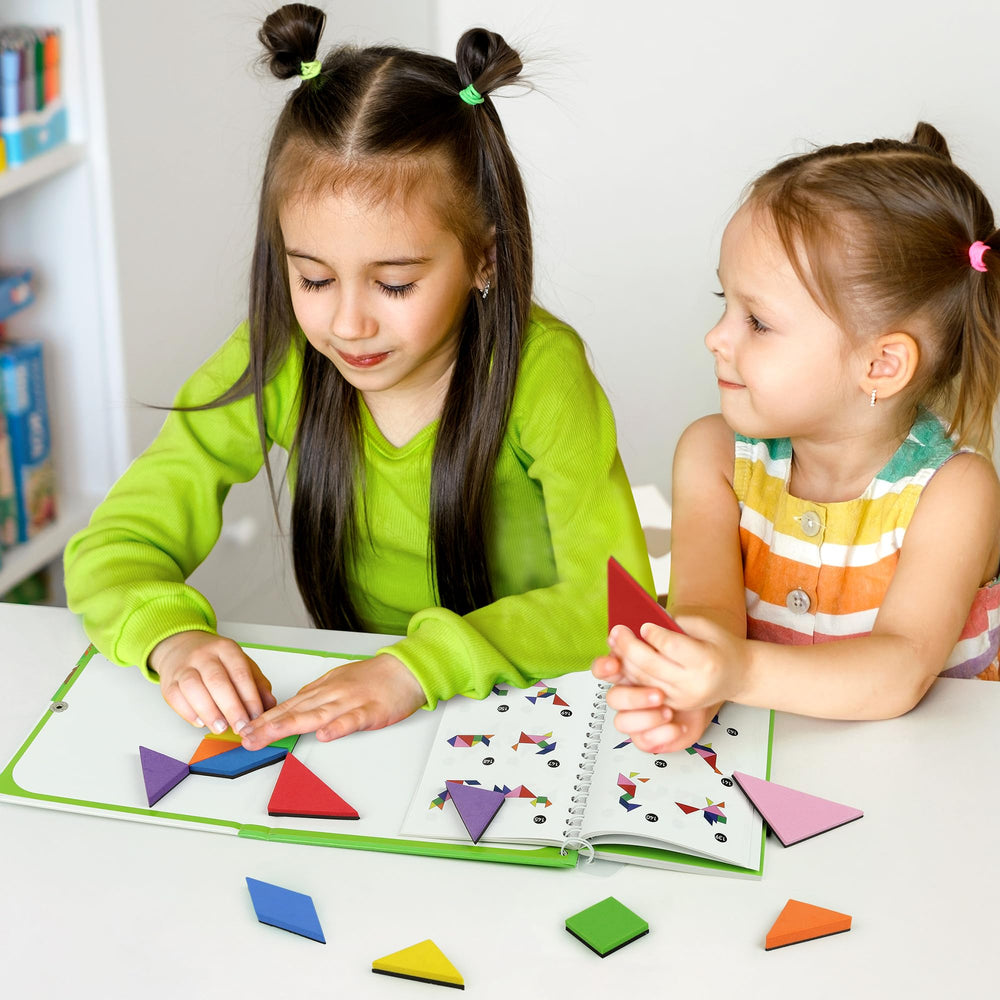 Helsort Colorful Tangram Pieces spark creativity with animals, objects, and geometric patterns.