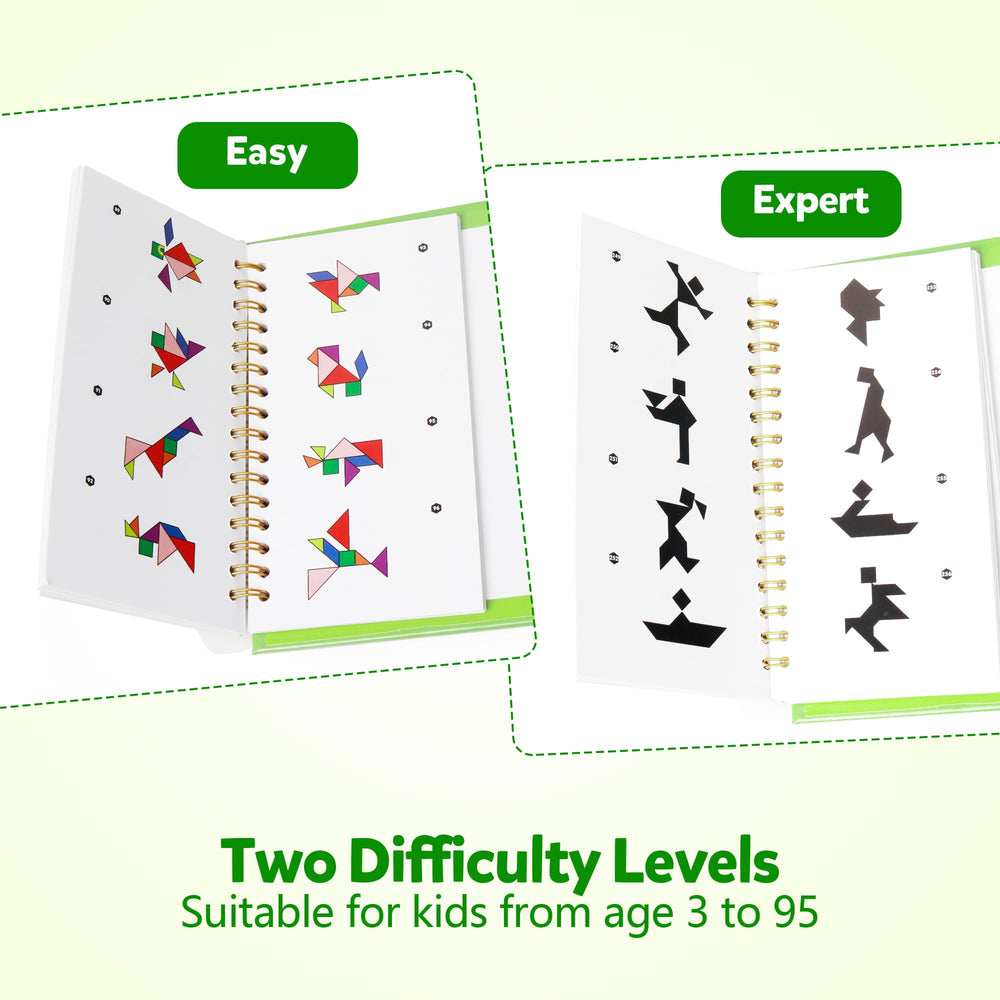 Helsort Road-Trip Activity Book with compact magnetic tangrams for screen-free travel fun.