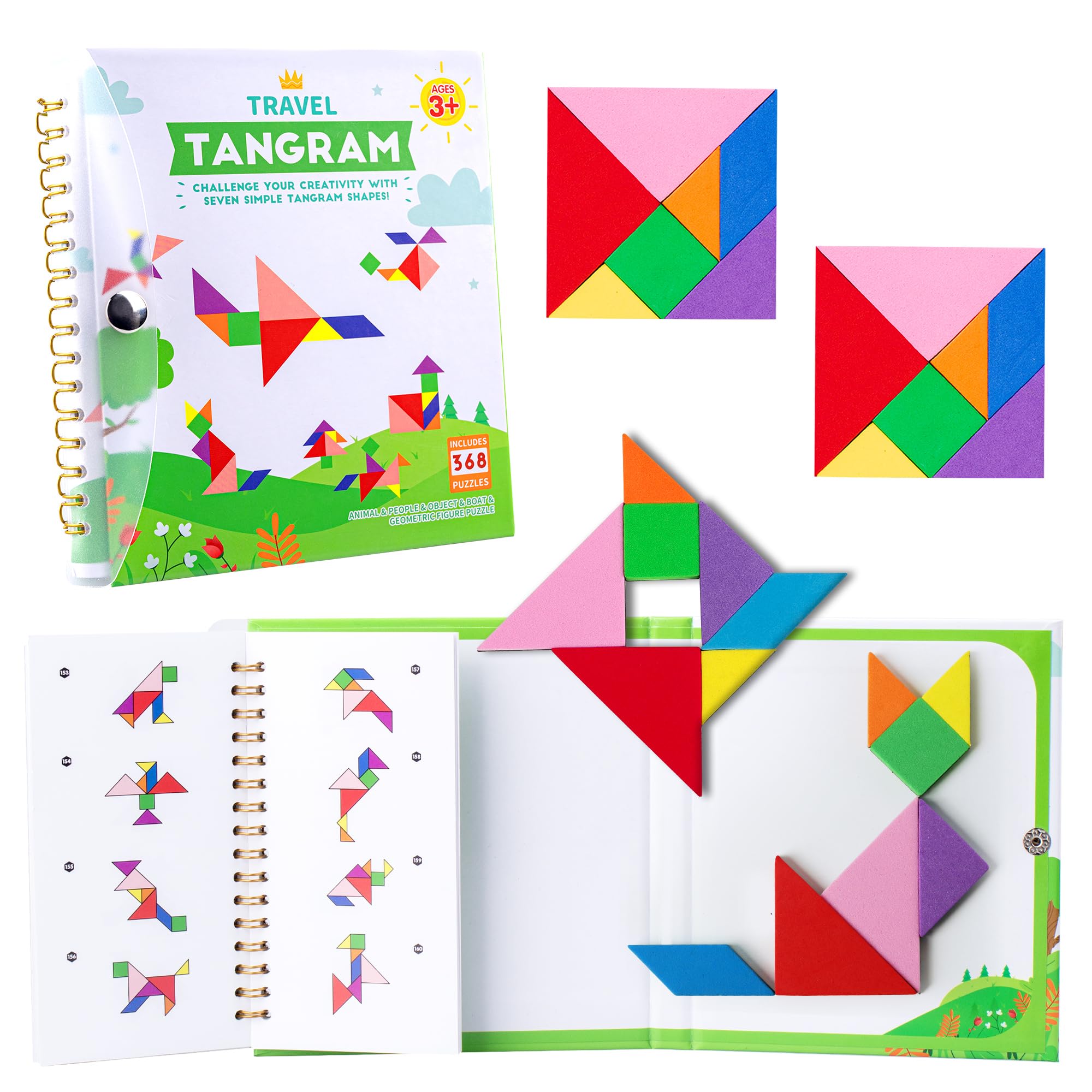 Helsort Travel Tangram Puzzle with magnetic sets for on-the-go learning.
