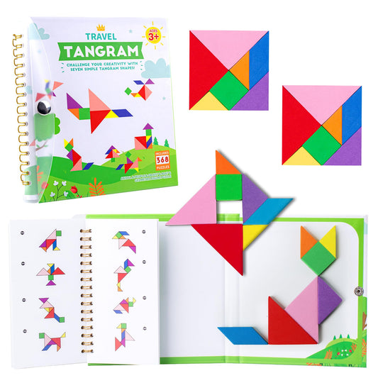 Helsort Travel Tangram Puzzle with magnetic sets for on-the-go learning.