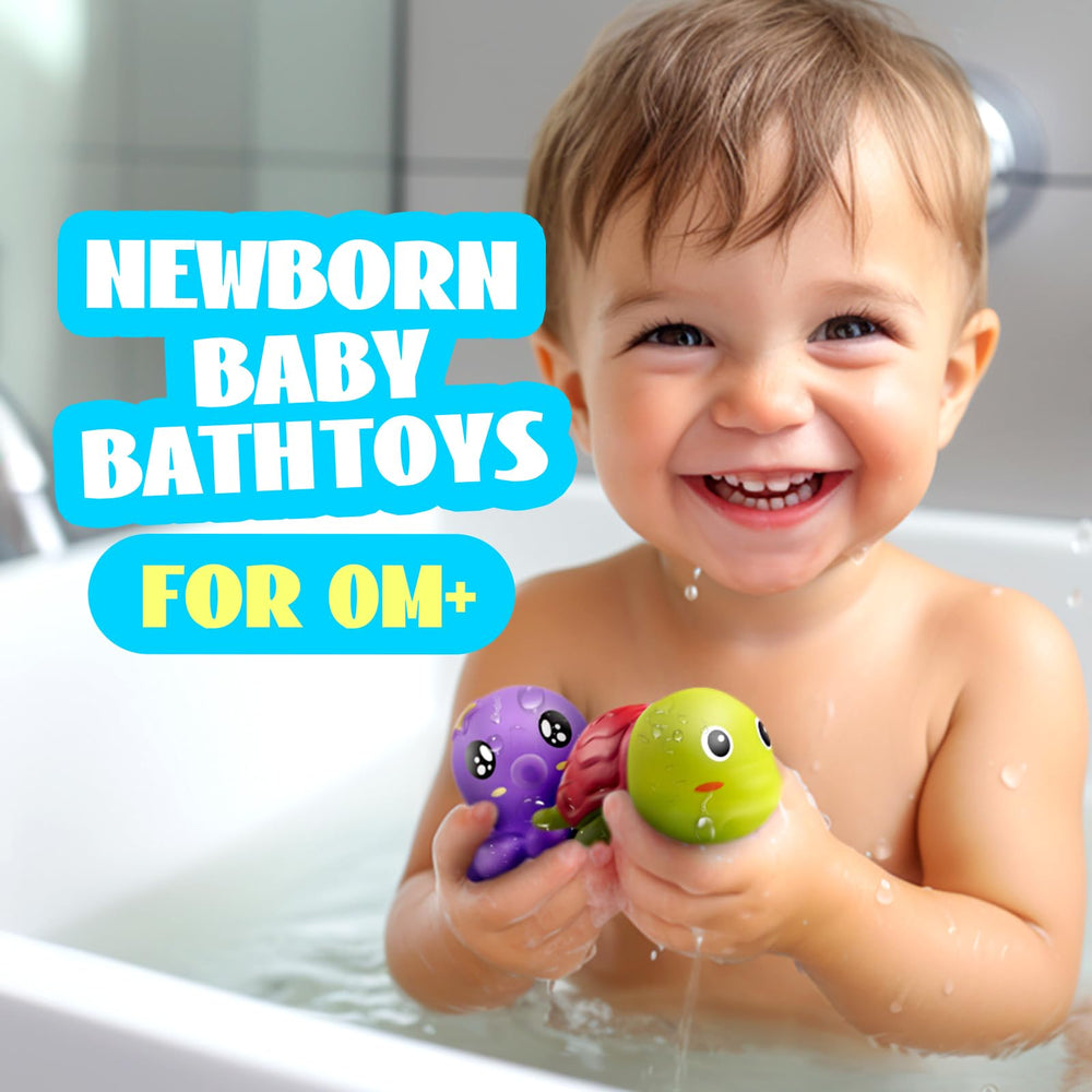 Hely Cancy bright color animal bath toys captivate baby's attention.