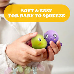 Hely Cancy bright colors stimulate visual play during bath time.