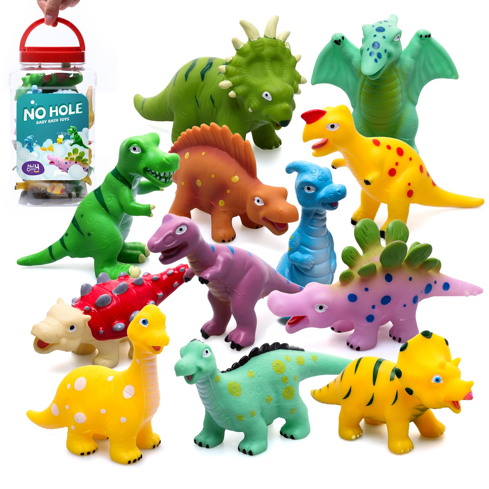 Hely Cancy dinosaur bath toy no-hole set floats safely in the tub