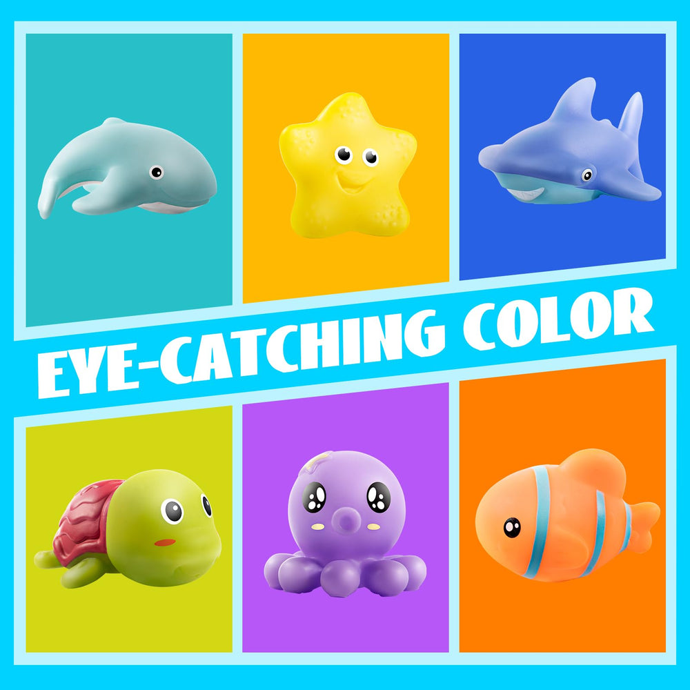 Hely Cancy grab-friendly bath friends are easy for tiny hands to hold.