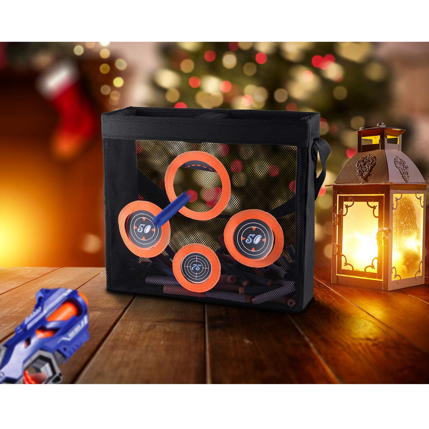 Hely Cancy hanging-storage option helps keep play areas tidy between sessions.