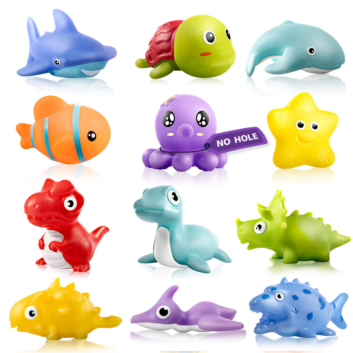 Hely Cancy no-hole animal bath toy in bright colors for safe chewing during bath time.
