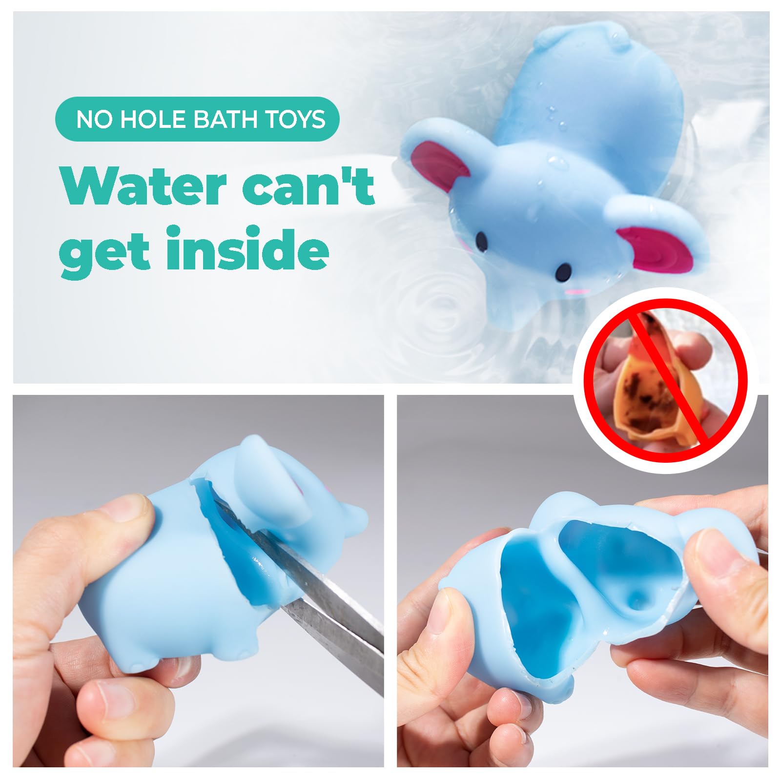Hely Cancy no-hole dolphin bath toy stays dry inside, easy to dry