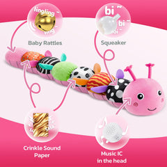 HEMRLY Back features crinkle paper and squeaker for sensory exploration