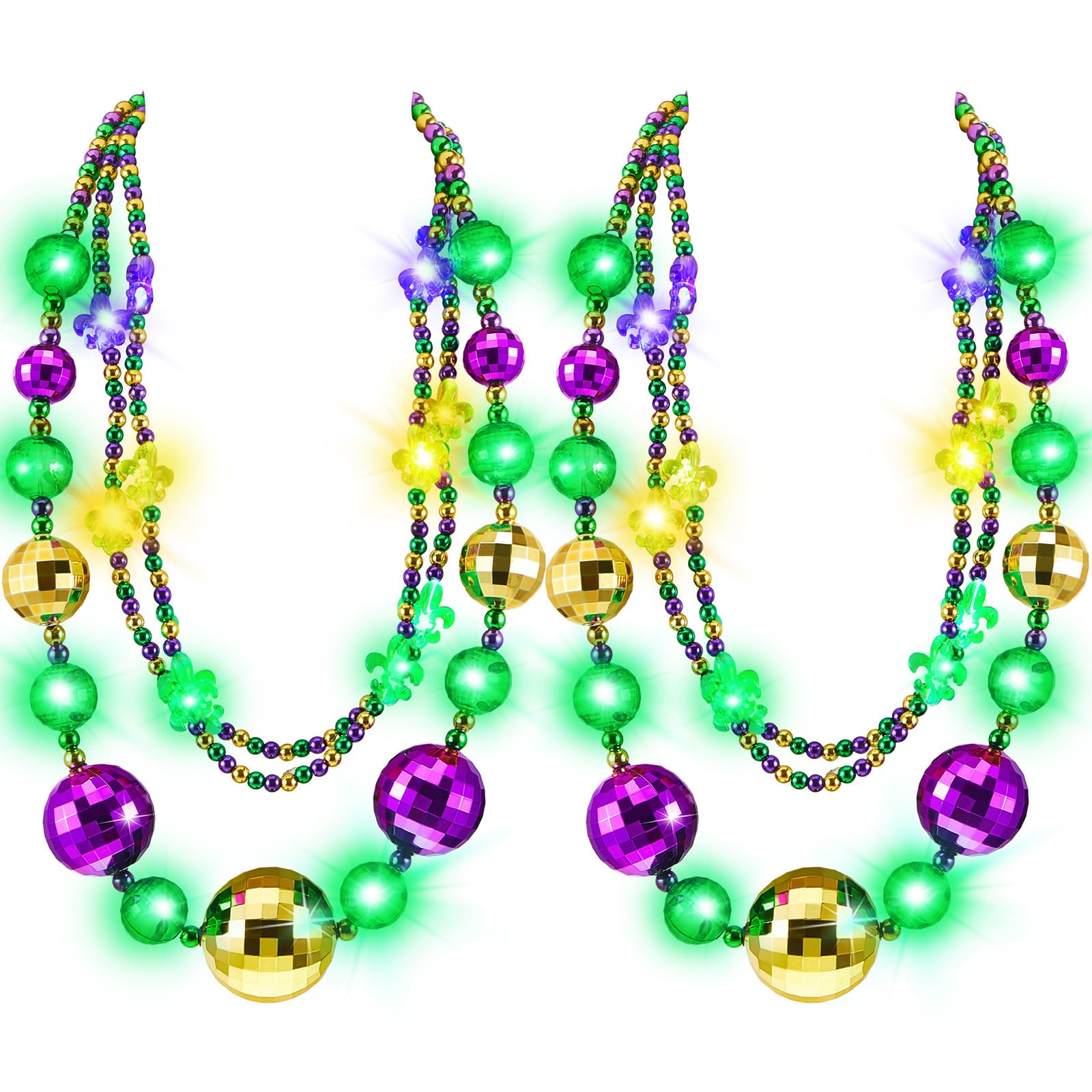 Henoyso 50-inch Jumbo bead necklace in bold colors for standout Mardi Gras looks.